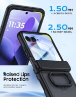 for Motorola Razr Ultra 2026 Case/Razr Ultra 2025 Case with Ring Holder,Hinge Protection, Screen Protector, Translucent Frosted Shockproof Slim Cover for Razr Ultra 2026/2025 -Black - Image 9