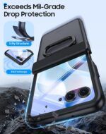 for Motorola Razr Ultra 2026 Case/Razr Ultra 2025 Case with Ring Holder,Hinge Protection, Screen Protector, Translucent Frosted Shockproof Slim Cover for Razr Ultra 2026/2025 -Black - Image 10