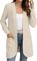 YSYOKOW Women Long Sleeve Open Front Cardigan Casual Lightweight Long Cardigans Loose Knit Outwear with Pockets - Image 3