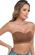 ANGOOL Strapless Bras for Women Wirefree Non-Slip Tube Top Invisible Bralette Seamless Padded Bandeau Bra - Image 3