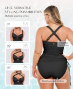 SHAPELLX One Piece Swimsuit Women Tummy Control Full Coverage Bathing Suit with Mesh Wrap Skirt Modest Swim Dress - Image 4