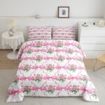 Erosebridal Princess Bowknot Comforter Set Twin Girly Ribbon Bow Bedding Set Fantasy Aesthetic Rose Down Comforter Romantic Fairy Princess Duvet Insert - Image 4