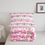 Erosebridal Princess Bowknot Comforter Set Twin Girly Ribbon Bow Bedding Set Fantasy Aesthetic Rose Down Comforter Romantic Fairy Princess Duvet Insert - Image 6