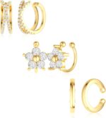 14K Gold Plated Ear Cuff Earrings for Women, Dainty Ear Cuffs Clip on Earrings Non Piercing Trendy Cubic Zirconia Cartilage Hoop Earring Fashion Jewelry Sets for Women - Image 9