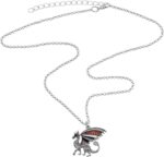 BONSNY Enamel Fantasy Dragon Dinosaur Necklaces Pendant for Women Jewelry Lucky Symbol - Image 5