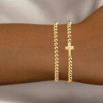 IMBOS Gold Bracelets for Women 14K Gold Plated Cross Bracelet Strand Bead Ball Bracelets stack Set Chunky Chain Bracelet Trendy Adjustable Jewelry Sets for Womens Gifts - Image 5