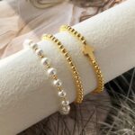 IMBOS Gold Bracelets for Women 14K Gold Plated Cross Bracelet Strand Bead Ball Bracelets stack Set Chunky Chain Bracelet Trendy Adjustable Jewelry Sets for Womens Gifts - Image 8