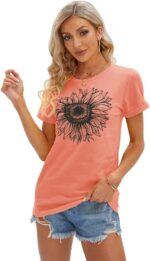 Cicy Bell Women's T Shirts Short Sleeve Tees Sunflower Graphic Loose Summer Tops - Image 3