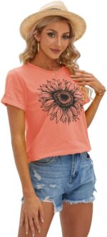 Cicy Bell Women's T Shirts Short Sleeve Tees Sunflower Graphic Loose Summer Tops - Image 4