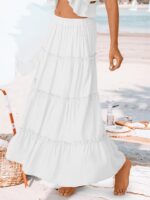 Trendy Queen Vacation Outfits Long Skirts for Women Boho Maxi Skirt Elastic High Waist Dress with Pockets Fashion - Image 4