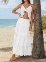 Trendy Queen Vacation Outfits Long Skirts for Women Boho Maxi Skirt Elastic High Waist Dress with Pockets Fashion - Image 7