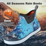 Showave Kid's Rain Boots Girl's Deck Boots Waterproof Boy's Rain Boot Non Slip Neoprene Rubber Boot Ankle Mud Booties - Image 5