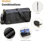 Compatible with Samsung Galaxy A15 Wallet Case,RFID Blocking PU Leather Phone Case Women Men Kickstand flip Cover Wrist Strap Zipper Credit Card Holder Slots for Galaxy A15(Black) - Image 3
