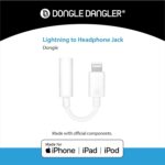 Plexity Labs 3.5mm Headphone Jack Adapter (MFi Certified) + Dongle Holder Keychain – Compatible with iPhone 13 14 12 11 x XS (Keychain + Cable - 1-Pack) - Image 3