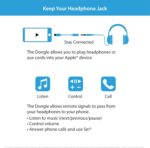 Plexity Labs 3.5mm Headphone Jack Adapter (MFi Certified) + Dongle Holder Keychain – Compatible with iPhone 13 14 12 11 x XS (Keychain + Cable - 1-Pack) - Image 4