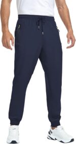 Men's Lightweight Jogger Pants Quick Dry Athletic Hiking Pants for Men with 3 Zipper Pockets - Image 3