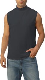 Mens Mock Turtleneck Tee Shirts Sleeveless Casual Basic Slim Fit Knitted Pullover Tank Tops - Image 3