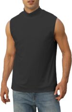 Mens Mock Turtleneck Tee Shirts Sleeveless Casual Basic Slim Fit Knitted Pullover Tank Tops - Image 4