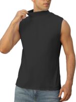 Mens Mock Turtleneck Tee Shirts Sleeveless Casual Basic Slim Fit Knitted Pullover Tank Tops - Image 5