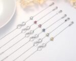 Birthstone Jewelry for Women, Silver Birth Stone Charm Bracelet Infinity with Cubic Zirconia, Adjustable Love Heart Chain Jewelry Gifts for Anniversary Christmas - Image 6