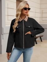 UEAL Womens Plaid Casual Barn Jacket 2026 Long Sleeve Zip Up Spring Outfits With Pockets - Image 6