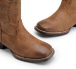 DREAM PAIRS Women's Cowboy Cowgirl Boots Embroidered Square Toe Mid Calf Western Boots Fashion Dress Chunky Low Heel Shoes for Theme Party Country Concert - Image 5