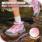 R CORD Kids Hiking Boots Waterproof Girls Hiking Boots Durable TPR Traction Outsole Girls Hiking Shoes Anti-Skid Athletic Hook and Loop Closure Kids Hiking Shoes for Outdoor - Image 3