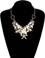 Shell Starfish Necklace for Women Conch Shell Starfish Pearl Necklace Seahorse Necklace Bohemian Chunky Choker Necklace Sea Shell Pearl Choker Collar Neck Mermaid Costume Jewelry Beach Jewelry - Image 5