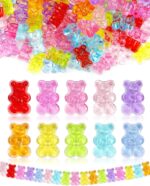 200pcs FIVEIZERO Clear Acrylic Bear Beads, Mixed Color Gummy Bear Beads for Bracelet, Necklace, and DIY Crafts, Cute Bear Charms for Jewelry Making - Image 2