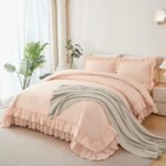ANGIYUIN Pink Comforter Set Full Size 5 Pieces Double-Layer Ruffled Bed in A Bag with Sheets Soft Farmhouse Shabby Maicrofiber Bedding Set for Girls Women(Pink Full) - Image 2