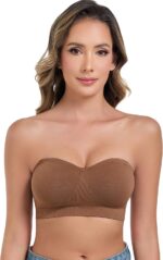 ANGOOL Strapless Bras for Women Wirefree Non-Slip Tube Top Invisible Bralette Seamless Padded Bandeau Bra - Image 2