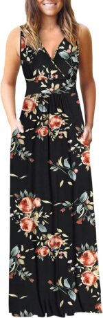 AUSELILY Women's Sleeveless Formal Dress Deep V Neck Loose Plain Cocktail Long Maxi Dresses with Pockets 2026 New - Image 2