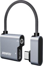BENFEI USB C to Audio Jack Adapter with 60W Fast Charging, USB-C to 3.5mm Female Headphone Compatible with iPhone 15 Pro Max/15 Pro/15, Samsung Galaxy S24/S23/S22/S21 Ultra, iPad Pro, Pixel 8 Grey - Image 2