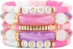 Elegance 11 designs colorful bracelets for women Surfer Thick Tube Heishi Summer Beach Beaded Stackable Boho Stretch Bracelets - Image 2