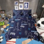 Erosebridal Hockey Queen Bedding Set 7 Piece for Boys Girls,Navy Blue Sports Comforter Set with Sheets for Kids Room Decor,Ice Hockey Puck Bed in a Bag Ball Games Bed Set with Pillow Cases & Covers - Image 2