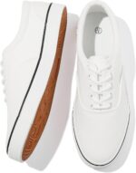 FRACORA Mens White Canvas Shoes Low Top Canvas Sneakers Lace Up Casual Shoes - Image 2