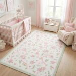 GarveeHome Coquette Pink and Green Bow Rugs for Bedroom Girls, 4x6 Rug for Living Room with Soft Low Pile, Floral Washable Area Rug for Nursery Kids Dorm Playroom - Image 2