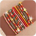 Gold Seed Beaded Bracelets Set for Women, Boho Handmade Friendship Stretch Summer Beach Jewelry Gift. - Image 2