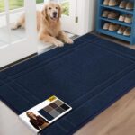 JSEI Entryway Rugs Doormat 32"x48", Non-Slip Dirt Trapper Door Mats Indoor, Washable Absorbent and Stain Resist Welcome Floor Mat for Front Door, Dog Door Mat, Dirty Wet Shoes & Paws, Navy Blue - Image 2