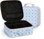 M Y U R E N Travel Makeup Bag,Waterproof Cosmetic Organizer, Adjustable Dividers,Portability Cosmetic Train Case,Makeup organizer,Gift for Women,Girls Gift (Blue+Pink) - Image 2