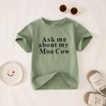 MODNTOGA Baby Boy Ask me About My moo Cow Shirt Little Cowboy Short Sleeve Top Toddler Kid T-rex Ranch T-Shirt Funny Dino Tee - Image 2
