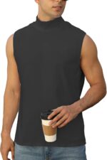 Mens Mock Turtleneck Tee Shirts Sleeveless Casual Basic Slim Fit Knitted Pullover Tank Tops - Image 2