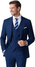 Men's Stretch Slim Fit 5-Piece Suit Set with Blazer, Vest, Pants, Bow Tie, Necktie and Pocket Square - Image 2