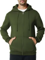Mens Zip Up Hoodie Long Sleeve Fleece Casual Hooded Sweatshirts Athletic Full Zip Jacket with Pockets - Image 2