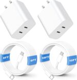 Phone 16 15 Charger Fast Charging, 2 Pack 20W Dual Port Speed Charger USB C Charger Block with 10FT/6FT Long USB C to C Charging Cable Cord Compatible with iPhone 15 16 Pro/Plus/Pro Max,Pad Pro,White - Image 2
