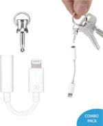 Plexity Labs 3.5mm Headphone Jack Adapter (MFi Certified) + Dongle Holder Keychain – Compatible with iPhone 13 14 12 11 x XS (Keychain + Cable - 1-Pack) - Image 2
