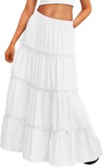 Trendy Queen Vacation Outfits Long Skirts for Women Boho Maxi Skirt Elastic High Waist Dress with Pockets Fashion - Image 2