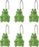 Twofishes Green Frog Shower Curtain Hooks S/12 Decorative Frog Shower Curtain Hooks Set of 12 Rust Proof Resin Shower Curtain Rings Pack of 12 - Image 2
