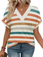 WIHOLL Womens Summer Tops Short Dolman Sleeve Shirts 2026 Fashion V Neck Outfits Clothes - Image 2