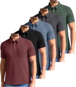 ZITY 5 Pack Mens Polo Shirts with Pocket Short Sleeve Cotton Lightweight Casual Collared Shirts for Golf Business Daily Wear - Image 2